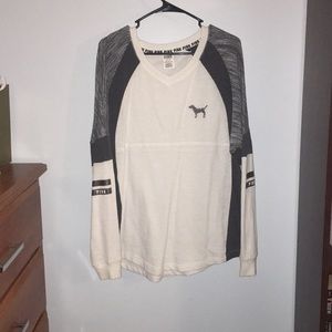 💗PINK bling varsity crew shirt